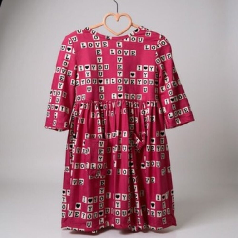 Love Letters Scrabble Girls Long Sleeve Dress NWT